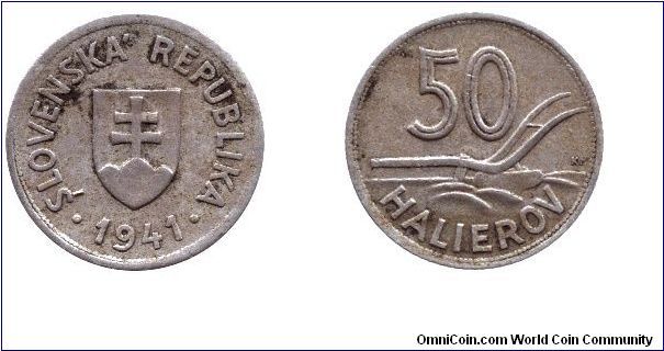 Slovak Republic, 50 haliers, 1941, Cu-Ni, Plow.                                                                                                                                                                                                                                                                                                                                                                                                                                                                     