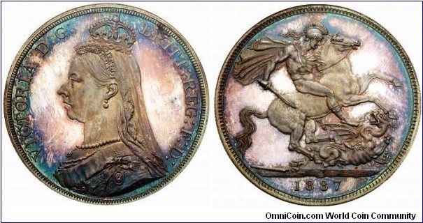 Crown, NGC PF66, Victoria Jubilee Head. Beautiful toning.
