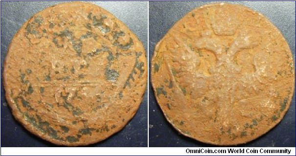 Russia 1746 denga. Poor condition.