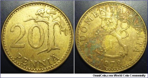 Finland 1978 20 pennia. With green crust. Special thanks to Sir Sisu!