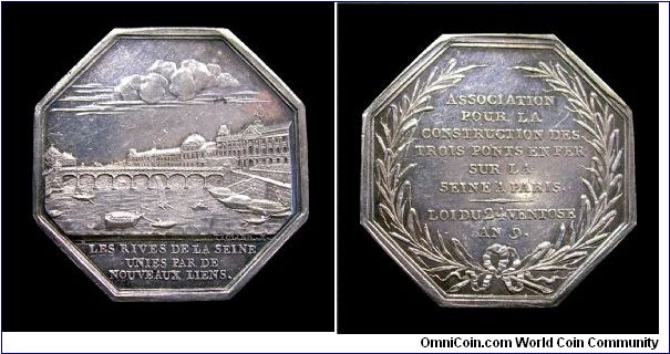 Trois ponts sur la Seine - Silver jetton mm. 35 (Re-strike of 1831-42)