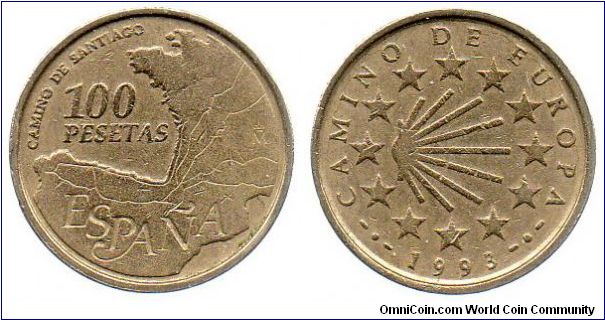 1993 100 Pesetas - Camino de Sanatiago / European Unity