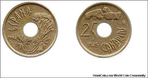 1994 25 pesetas - Canary Islands