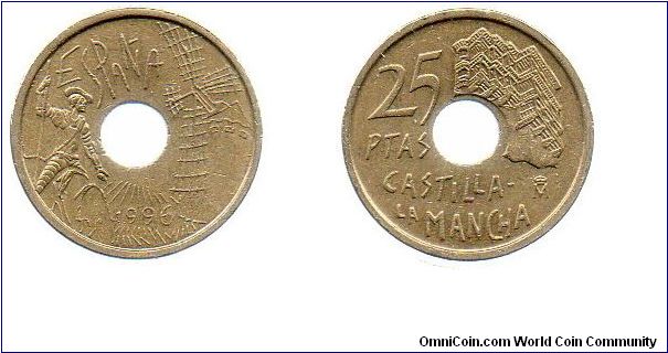 1996 25 pesetas - Castilla La Mancha / Don Quiote