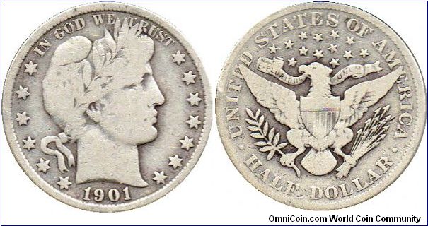 1901 Barber half dollar