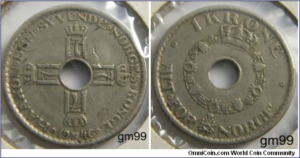 Norway km385 1 Krone (1925-1951)