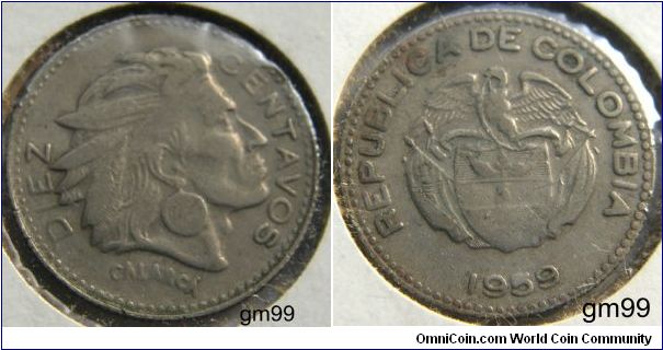 10 Centavos (1954-1969) 18.5mm