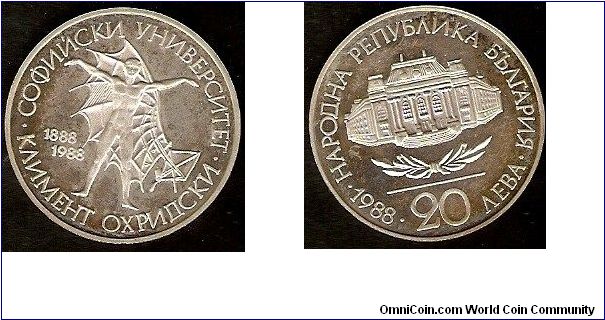 20 leva
centenary of Sophia University
0.500 silver