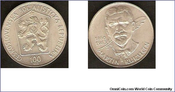 Czechoslovakia
100 korun
Martin Kukucin
0.500 silver