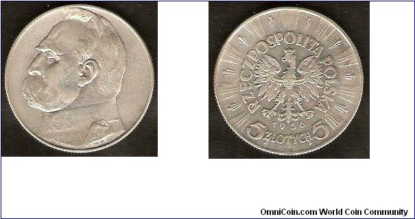 5 zlotych
Jozef Pilsudski
0.750 silver