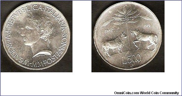 500 lire
death of Virgil
0.835 silver