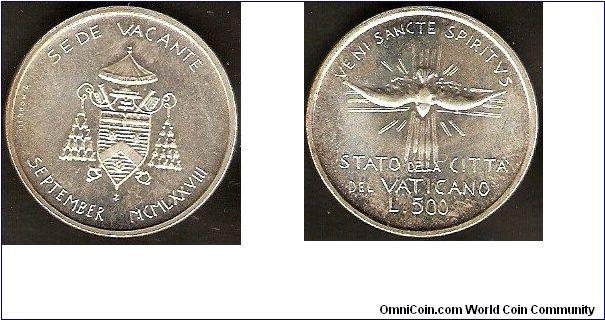 1978: three-popes-year
Sede Vacante september 1978, between John Paul I and John Paul II
0.835 silver