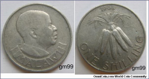 Malawi km2 1 Shilling (1964,1968)