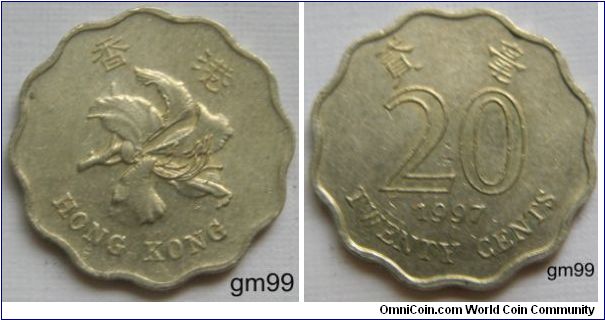 Hong Kong km67 20 Cents (1993-1997)