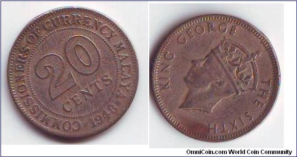 20 cents COCM King George The Sixth