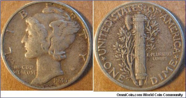 1944 Mercury Dime