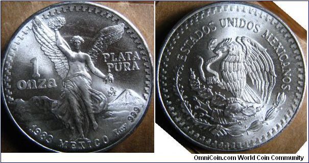 1 Onza Mexico
1983 1 oz .999 silver