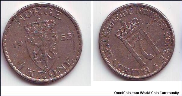 1 KRONE 1953 NORGE