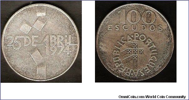 100 escudos
1974 Revolution
0.650 silver