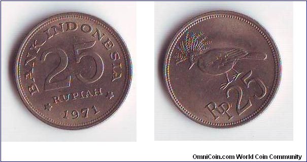 25 RUPIAH 1971 BURUNG PUYUH INDONESIA