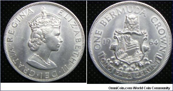 Queen Elizabeth II, Bermuda One Crown. 22.6200 g, 0.5000 Silver, .3636 Oz. ASW., 36mm. Mintage: 470,000 units. UNC.