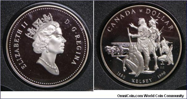 Queen Elizabeth II, Canada One Dollar, 1990. Subject: 250th Anniversary of the Saint-Maurice Ironworks in the Province of Quebec. 23.3276 g, 0.5000 Silver, .3750 Oz. ASW., 36mm. Mintage: 254,959 units. PROOF.