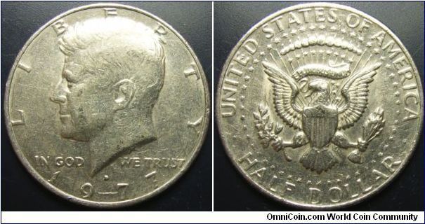US 1977 half dollar. Mintmark D. Special thanks to slowly by slowly!