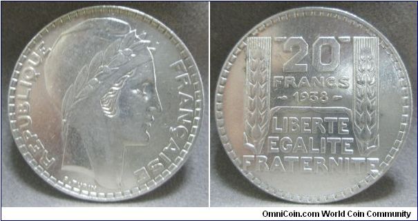 Republic of France, 20 Francs, 1938.