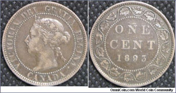 Queen Victoria, Canada One Cent. 3.2400 g, Bronze, 25.5mm. Edge: Plain. Good VF. [SOLD]