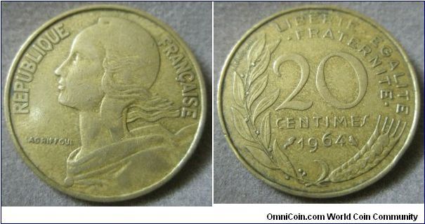 France, 20 Centimes, 1964