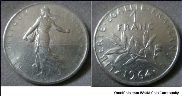 France, 1 Franc, 1964.