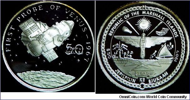 The Republic of the Marshall Islands, Silver Proof 50 Dollars. One of the series of space flight coins.