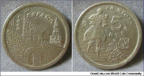 Spain, km960, 5 Pesetas, La Rioja, 1996.