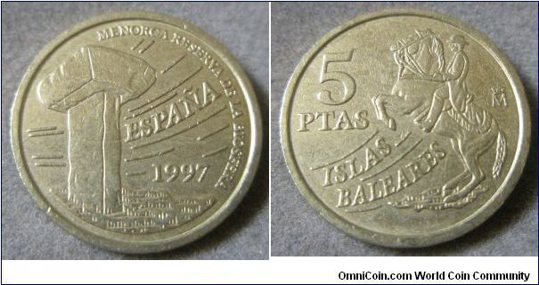 Spain, km981, 5 Pesetas, Balearic Islands, 1997.