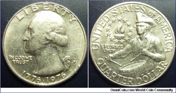 US 1976 bicentennial quarter. Mintmark D. Special thanks to slowly by slowly!
