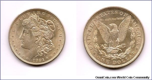 Morgan Dollar 1921 Philadelphia Mint.