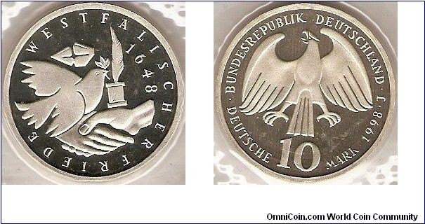 10 mark
350th anniversary of Treaty of Westphalia