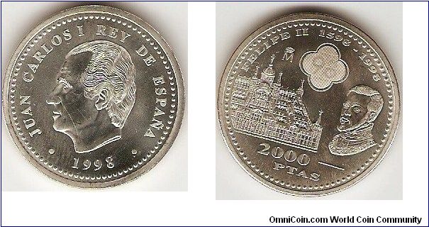 2000 pesetas
subject: king Philip II
0.925 silver
