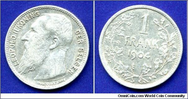 1 Frank.
Leopold II (1865-1909) Koning Der Belgen.


Ag835f. 5,0gr.