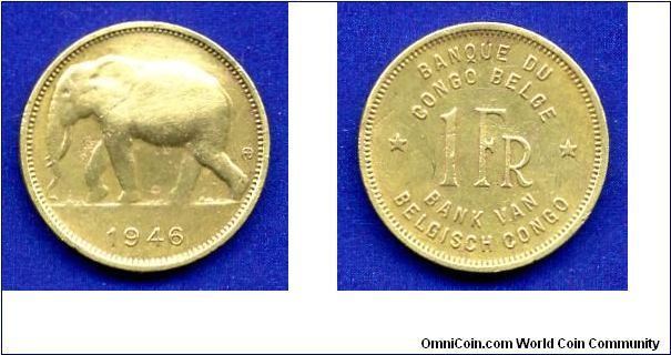 1 Franc.
Belgian Congo.
Leopold III (1934-1951).


Br.