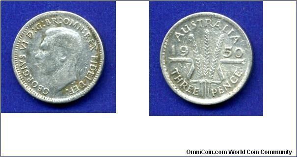 3 pence.
George VI (1936-1952) Rex.
Mintage 35,456,000 units.


Ag500f. 1,41gr.