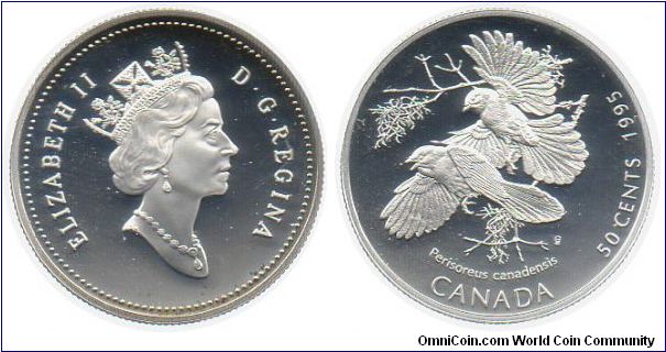 1995 Birds of Canada 50 cents - Gray Jays