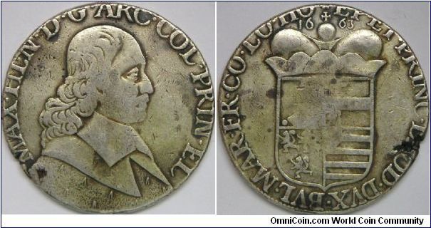 Liege - Maximilian Henry, Patagon, 1663. Silver. Good F. [SOLD]