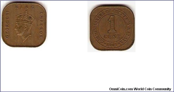 Commissioners of Currency / Malaya
1 cent - small version
George VI King and emperor