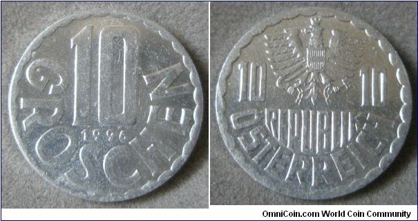 Republik Osterreich, 10 Grosche. 1996.