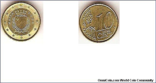 10 eurocents
Coat of arms of Malta