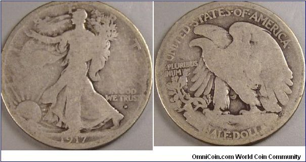 1917 d mint mark on obverse half dollar