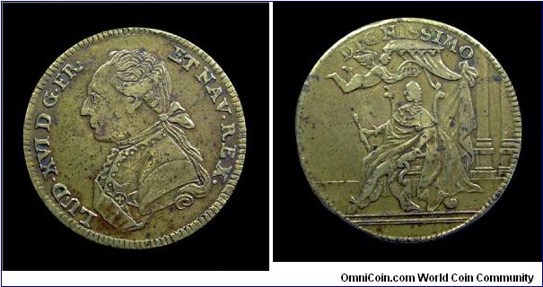 Louis XVI (Dignissimo) two columns - Brass jetton mm. 27