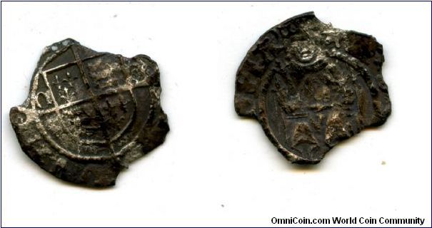 Sovereign type penny of Henry VIII, minted at Durham CD beside shield so Archbishop Tunstall, Spink 2354, 1530-1544