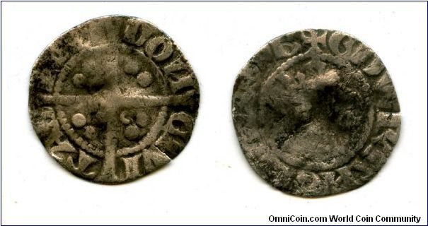 Most likely
 Edward I (LongShanks)
1272 to 1307 
Penny
London mint